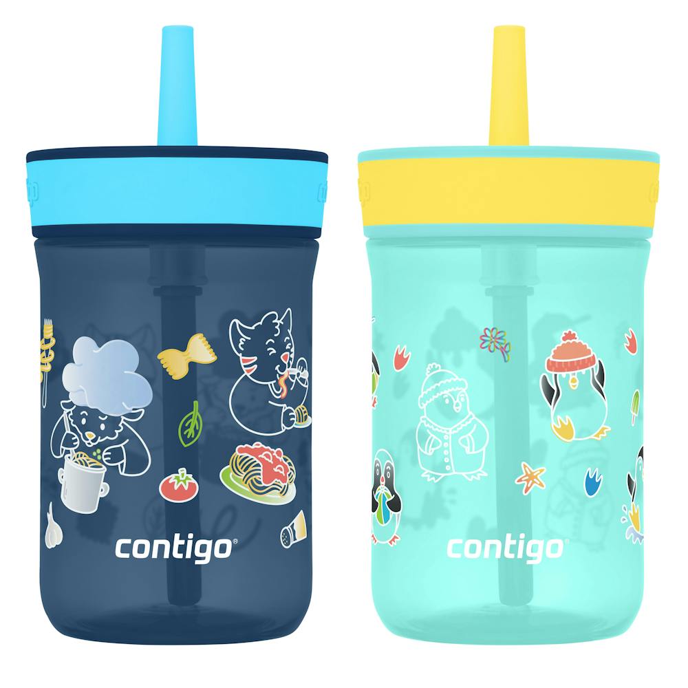 Contigo® Kids’ Leighton Straw Tumbler with Spill-Proof Leak-Proof Lid, 14oz 0ZN9